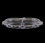 4.40 ctw Tanzanite and Diamond Bracelet - 14KT White Gold