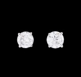 1.33 ctw Diamond Earrings - 14KT White Gold