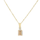 14KT Yellow Gold 2.13 ctw Morganite and Diamond Pendant With Chain