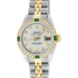 Rolex Two-Tone Diamond and Emerald DateJust Ladies Watch