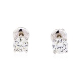 1.00 ctw Diamond Stud Earrings - 14KT White Gold