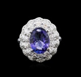 14KT White Gold 4.15 ctw Tanzanite and Diamond Ring