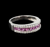 0.88 ctw Pink Sapphire and Diamond Ring - 14KT White Gold