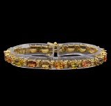 14KT Yellow Gold 15.58 ctw Multicolor Sapphire and Diamond Bracelet