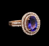 2.35 ctw Tanzanite and Diamond Ring - 14KT Rose Gold