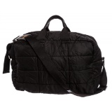 Prada Black Quilted Nylon Leather Double Handle Duffle Travel Bag