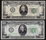 Lot of (2) 1928 & 1934 $20 Federal Reserve Notes