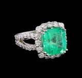 6.65 ctw Emerald and Diamond Ring - 14KT White Gold