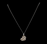 1.28 ctw Brown Diamond Heart Pendant With Chain - 14KT White Gold