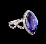 14KT White Gold 3.88 ctw Tanzanite and Diamond Ring