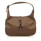 Gucci Brown Satin Gunmatel Hardware Jackie Shoulder Bag