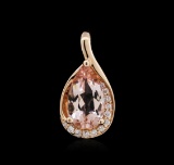 14KT Rose Gold 1.69 ctw Morganite and Diamond Pendant