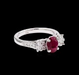 1.52 ctw Ruby and Diamond Ring - 18KT White Gold