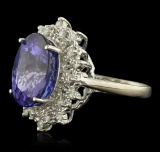 14KT White Gold 11.08 ctw GIA Certified Tanzanite and Diamond Ring