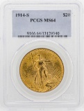 1914-S $20 St. Gaudens Double Eagle Gold Coin PCGS MS64