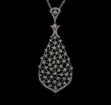 1.11 ctw Diamond Pendant With Chain - 14KT White Gold