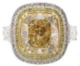 GIA Cert 9.27 ctw Fancy Yellow Diamond Ring - 18KT Yellow Gold