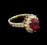 2.60 ctw Ruby and Diamond Ring - 14KT Yellow Gold