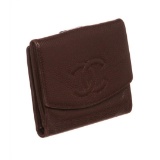 Chanel Burgundy Caviar Leather Compact Wallet