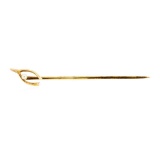 Pearl Wishbone Stick Pin - 10KT Yellow Gold