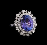 6.40 ctw Tanzanite and Diamond Ring - 14KT White Gold