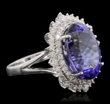 14KT White Gold 11.01 ctw GIA Certified Tanzanite and Diamond Ring