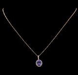 2.46 ctw Tanzanite and Diamond Pendant With Chain - 14KT Rose Gold