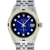 Rolex Stainless Steel Diamond and Ruby DateJust Men's Watch