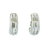 Indent Design Hoop Earrings - Rhodium Plated