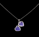 14KT White Gold Heart Locket Pendant With Chain