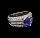 14KT White Gold 1.46 ctw Tanzanite and Diamond Ring