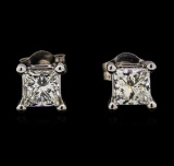 0.97 ctw Diamond Earrings - 14KT White Gold