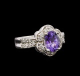 14KT White Gold 1.49 ctw Tanzanite and Diamond Ring