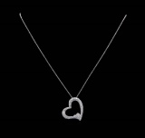 1.55 ctw Diamond Heart Pendant With Chain - 14KT White Gold