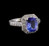 2.12 ctw Tanzanite and Diamond Ring - 14KT White Gold