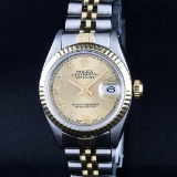 Rolex Two-Tone Champagne Roman DateJust Ladies Watch