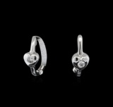 0.03 ctw Diamond Hoop Earrings - 14KT White Gold