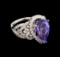 6.82 ctw Tanzanite and Diamond Ring - 14KT White Gold