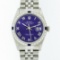 Rolex Stainless Steel Purple Roman Diamond and Sapphire DateJust Men's Watch