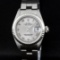 Rolex SS Silver Roman With Square Track Oyster Band DateJust Ladies Watch
