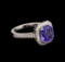 2.95 ctw Tanzanite and Diamond Ring - 14KT White Gold