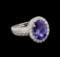 3.16 ctw Tanzanite and Diamond Ring - 14KT White Gold