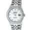 Rolex Mens Stainless Steel MOP Diamond Lugs Datejust Wristwatch