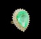 GIA Cert 17.66 ctw Emerald and Diamond Ring - 14KT Yellow Gold