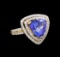 14KT Yellow Gold 4.96 ctw Tanzanite and Diamond Ring