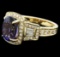 14KT Yellow Gold 3.11 ctw Tanzanite and Diamond Ring