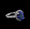 5.60 ctw Tanzanite and Diamond Ring - 14KT White Gold