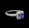 18KT White Gold 1.34 ctw Tanzanite and Diamond Ring