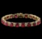 38.40 ctw Ruby and Diamond Bracelet - 14KT Yellow Gold