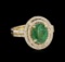 1.78 ctw Emerald and Diamond Ring - 14KT Yellow Gold